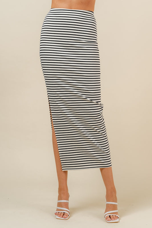 STRIPE MIDI SKIRT