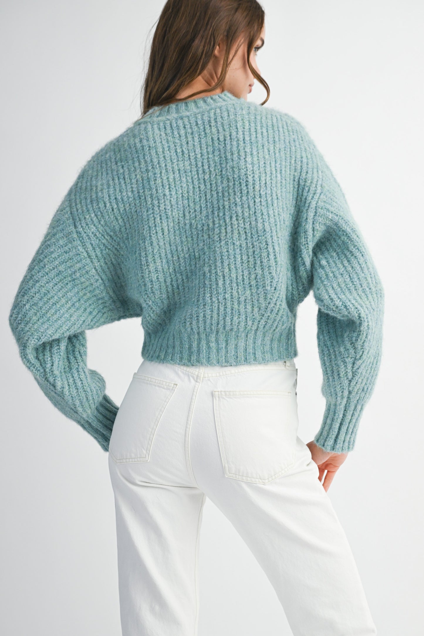 SLOUCHY CROP CREW NECK SWEATER