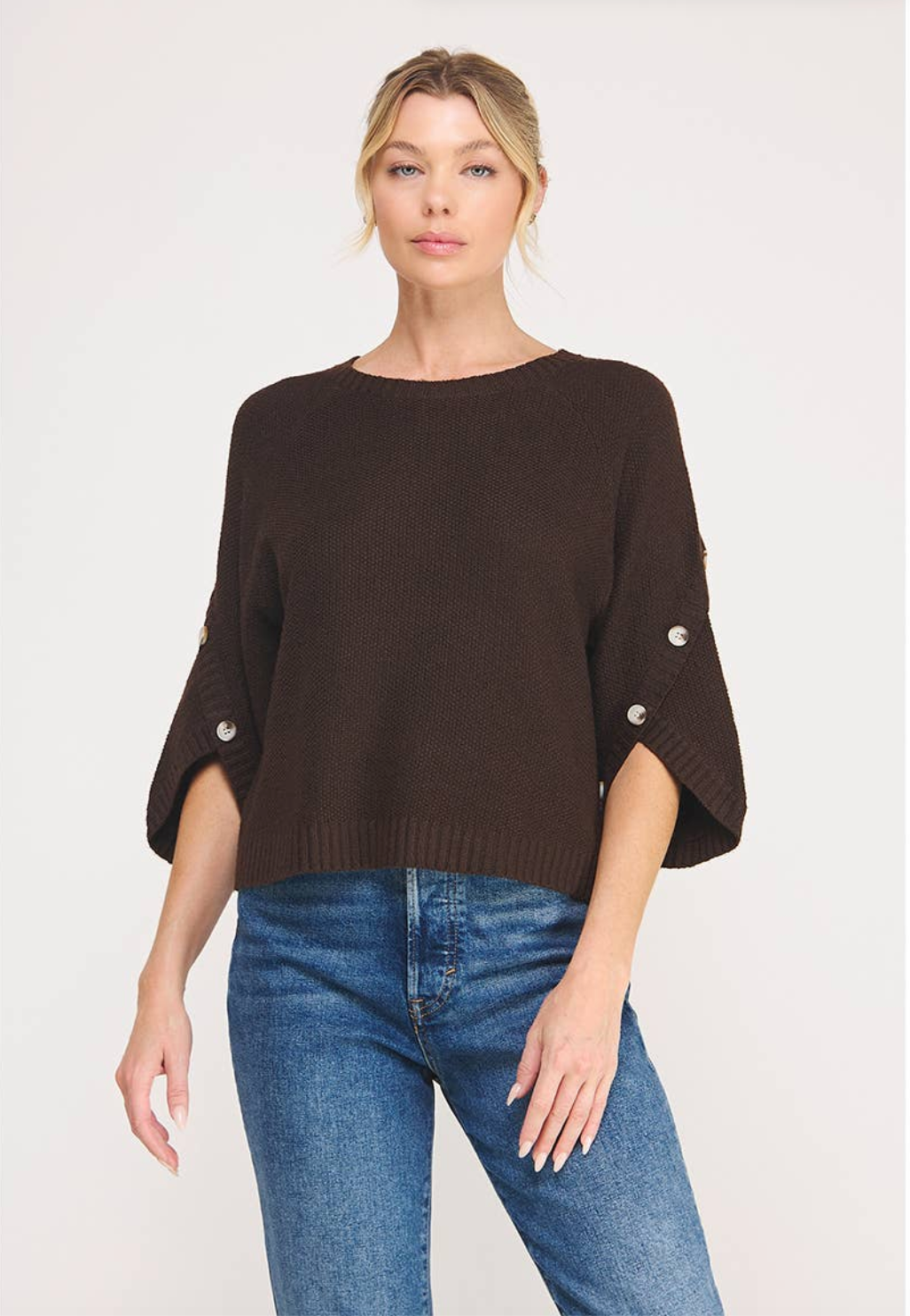BUTTON SLEEVE SWEATER
