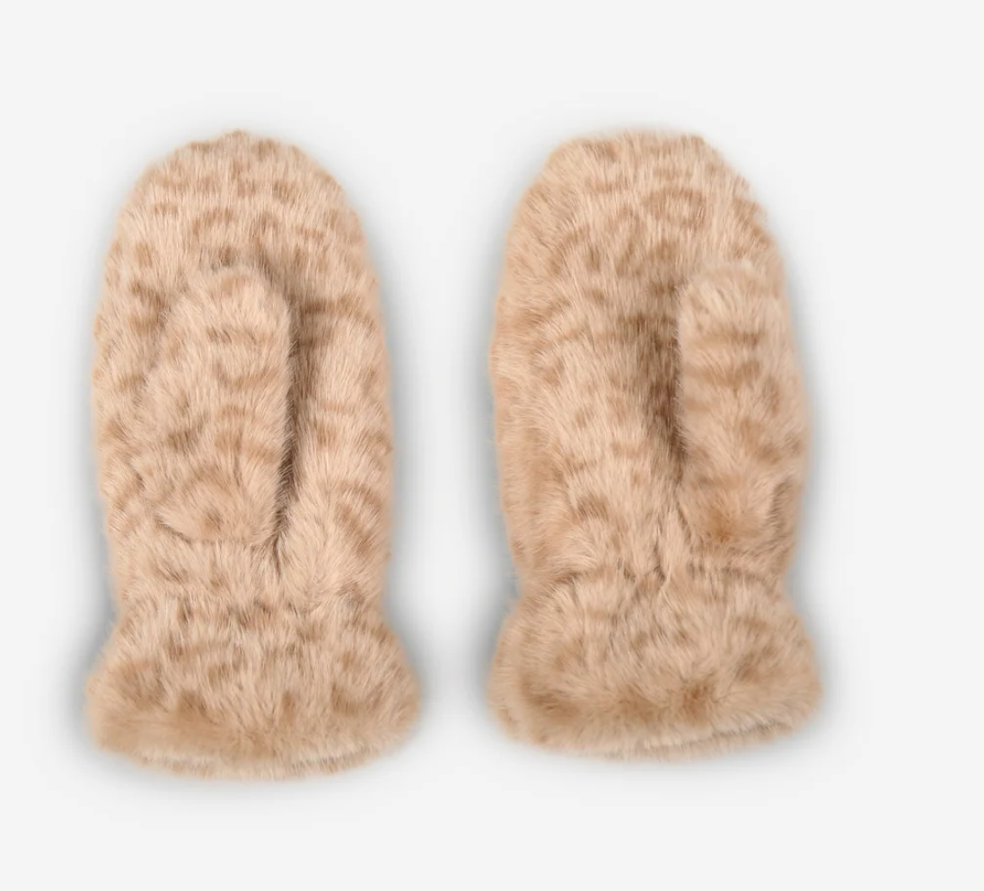 LEOPARD FAUX FUR MITTEN