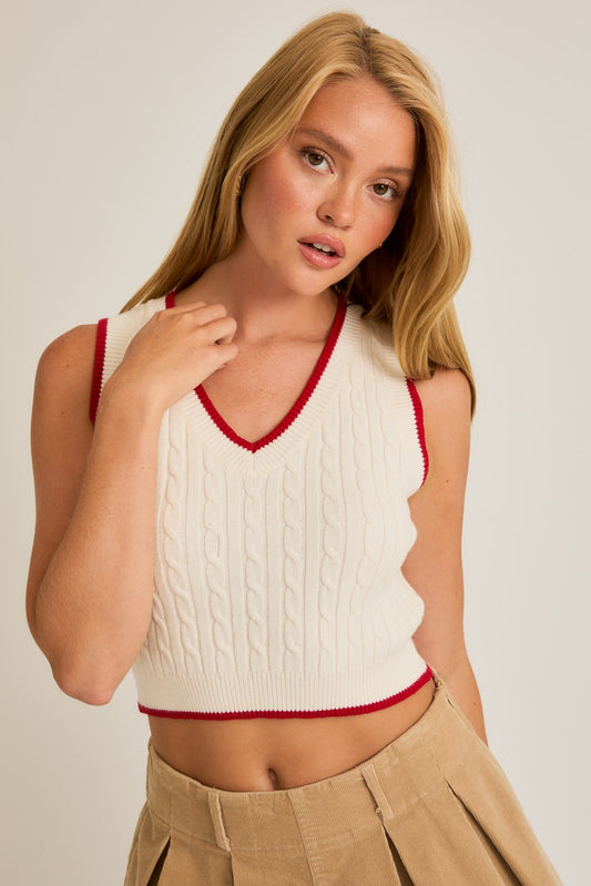 CONTRAST DETAIL SWEATER TANK