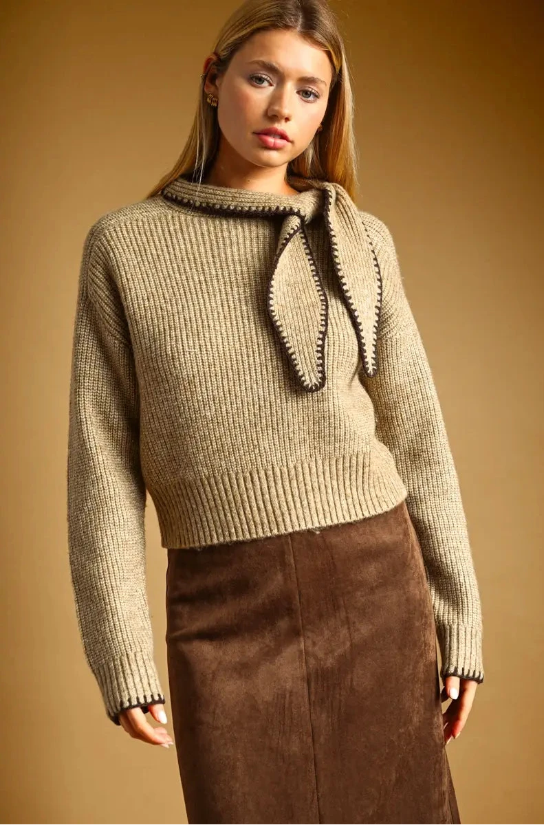 TIE NECK SWEATER