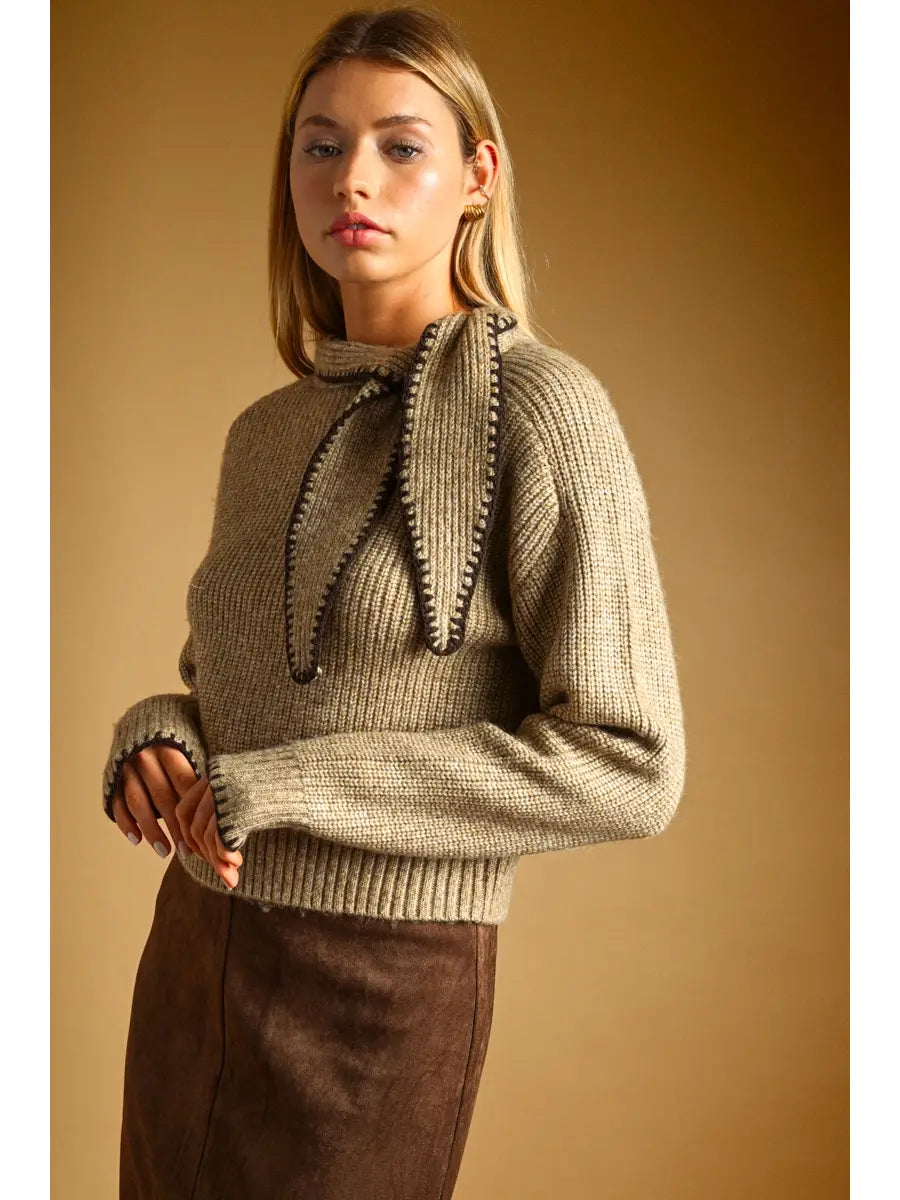 TIE NECK SWEATER