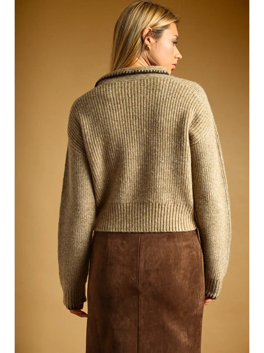 TIE NECK SWEATER