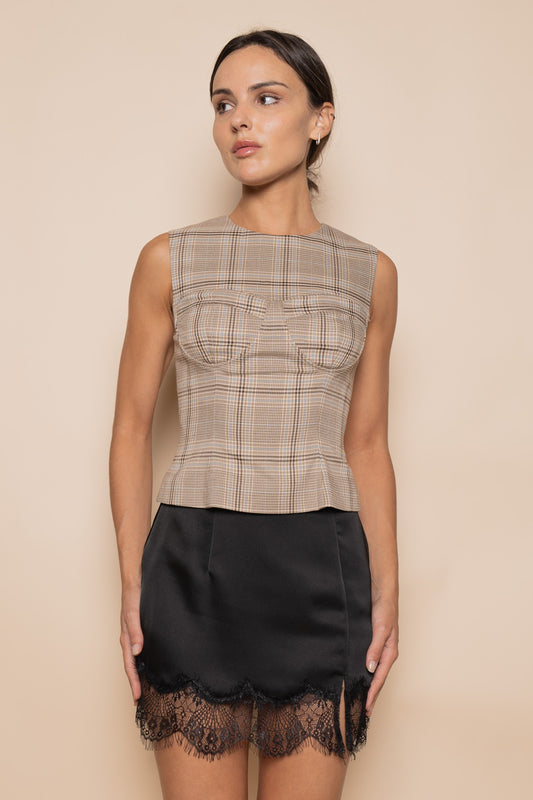 PLAID BUSTIER TOP