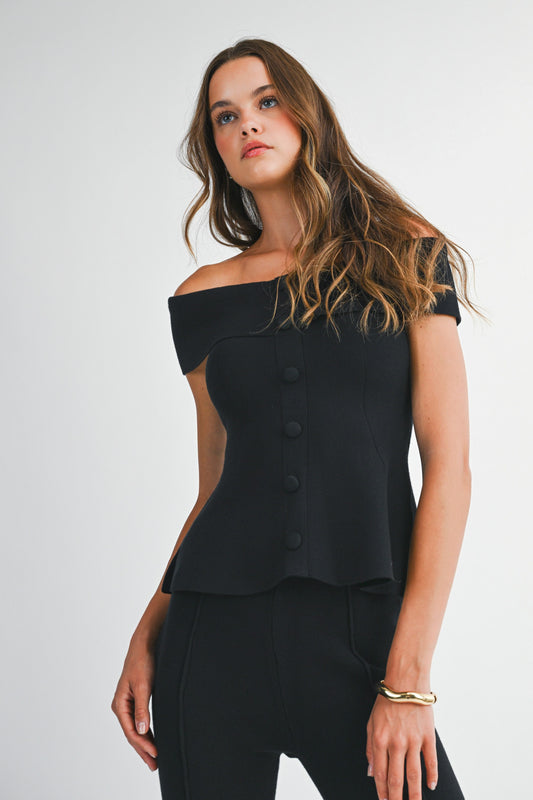 OFF SHOULDER PEPLUM TOP