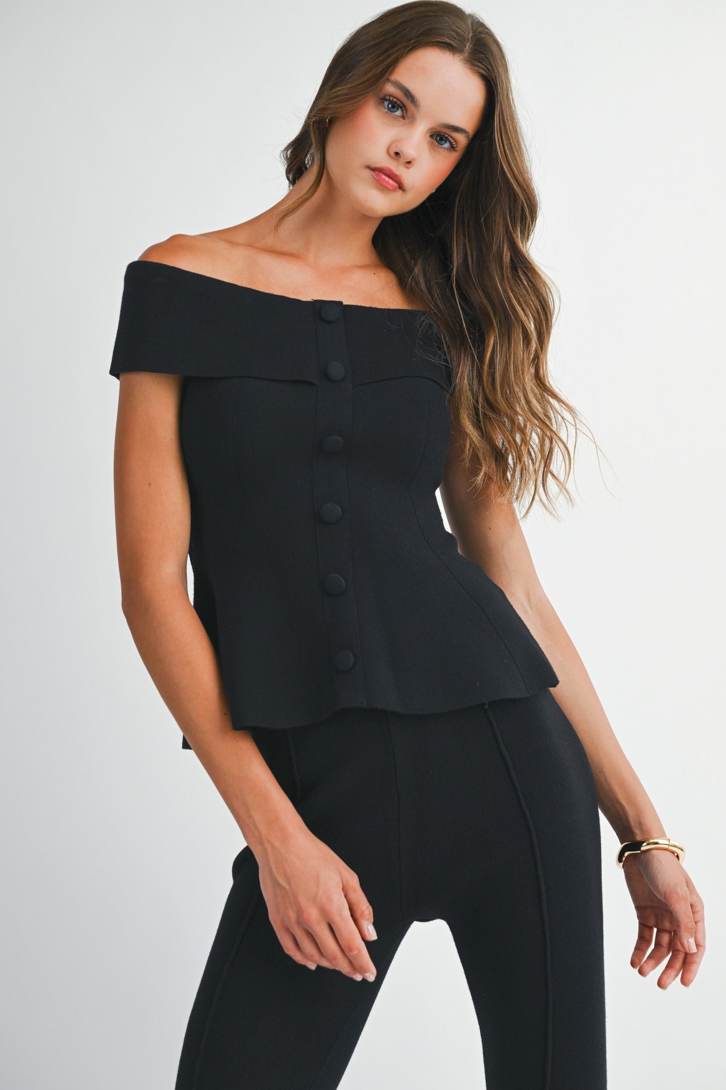 OFF SHOULDER PEPLUM TOP