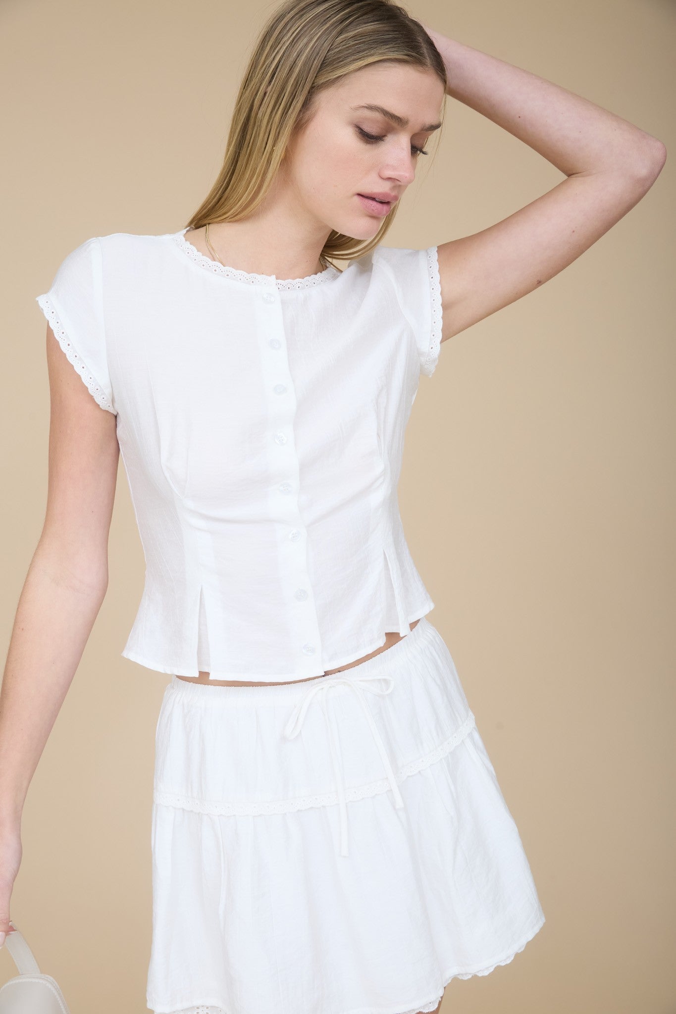 LACE TRIM BUTTON DOWN