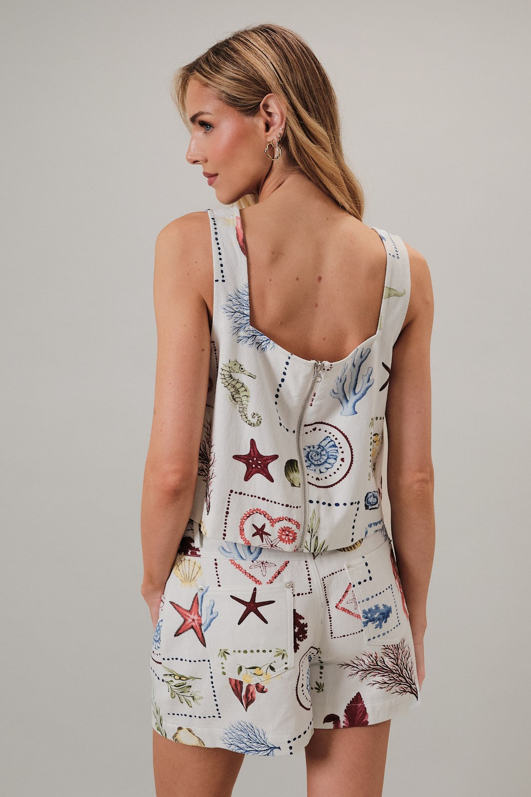 PRINTED DENIM TOP