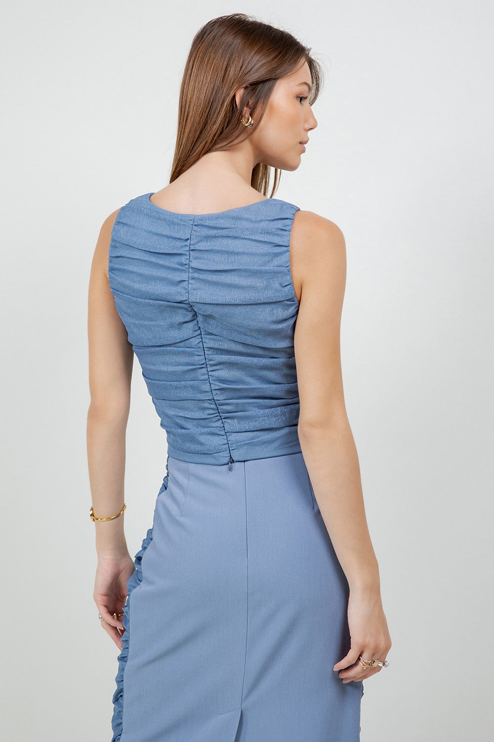 ORGANZA MIX RUCHED TANK