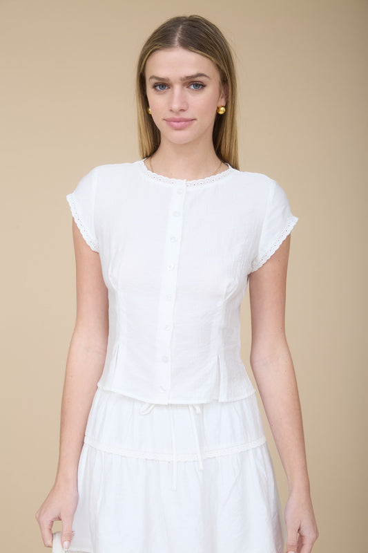 LACE TRIM BUTTON DOWN