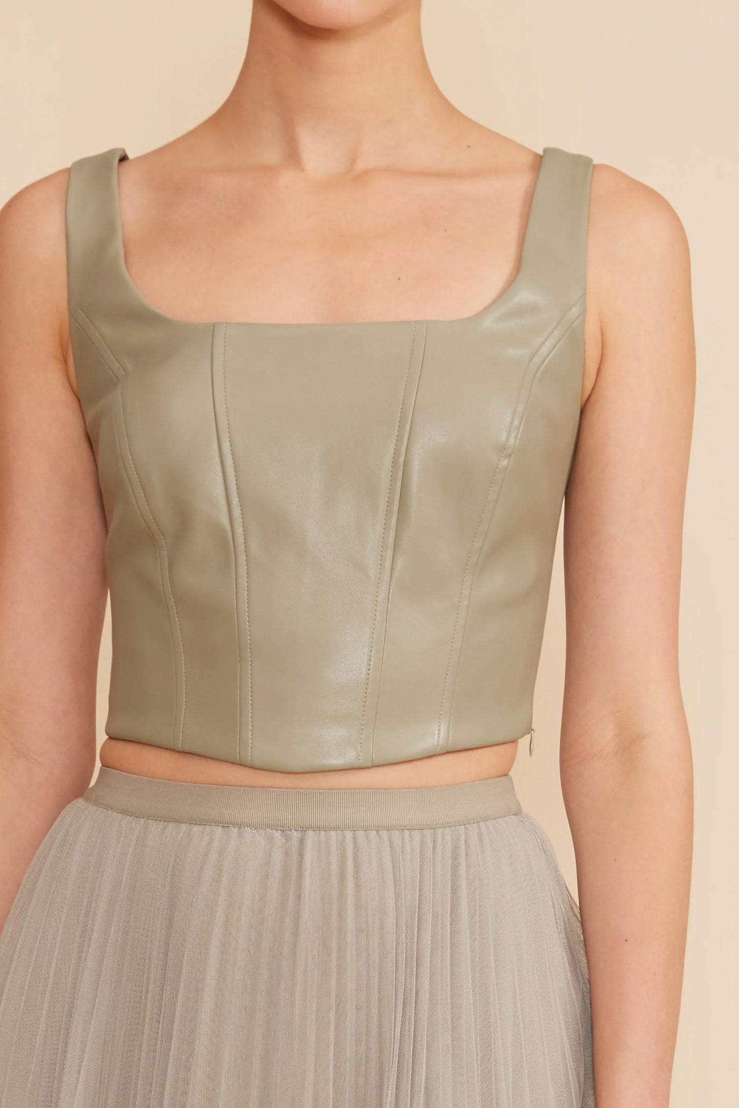 FAUX LEATHER CORSET TOP