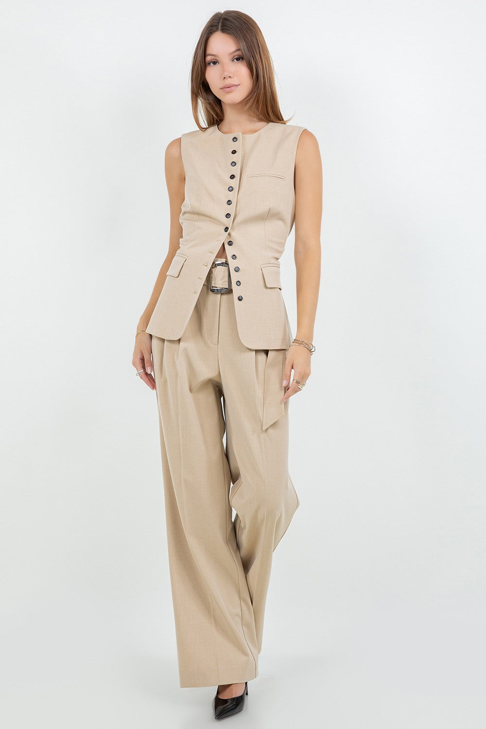 STRAIGHT LEG BELTED TROUSER