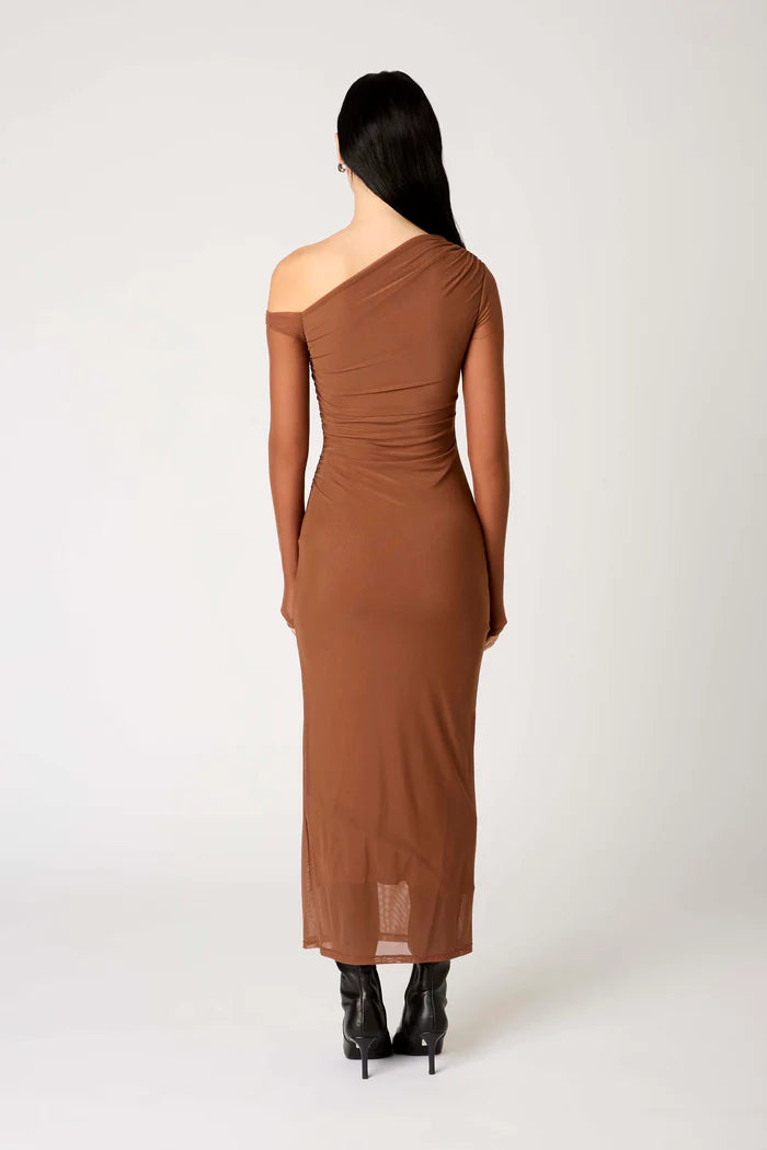 ASSYMETRIC MESH SLEEVE DRESS