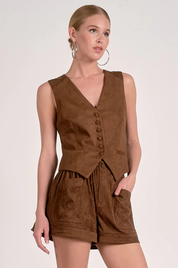 FAUX SUEDE VEST TOP