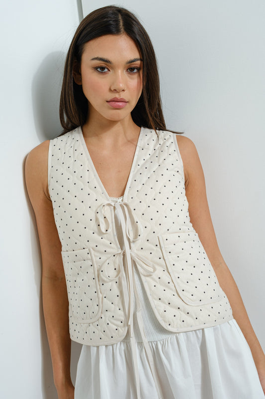 QUILTED POLKA DOT VEST