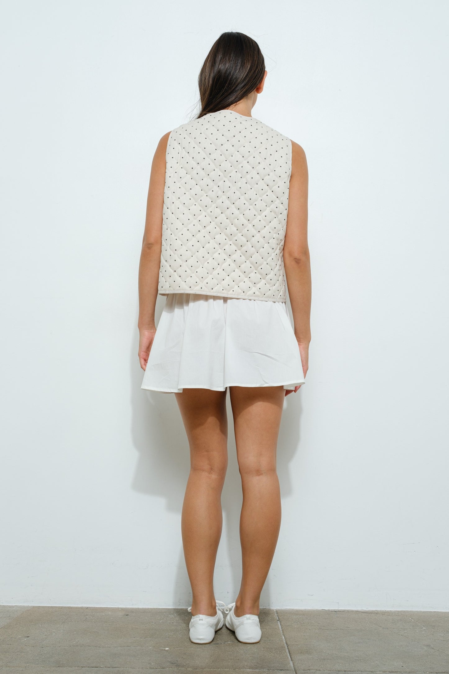 QUILTED POLKA DOT VEST