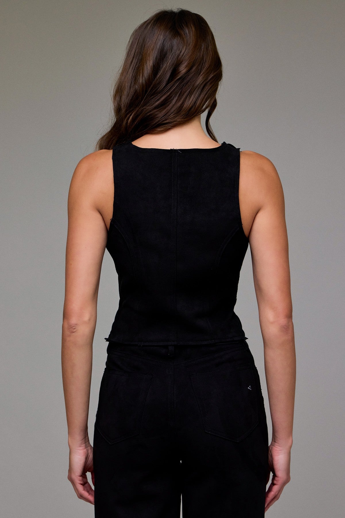 FAUX SUEDE ZIPPER TOP