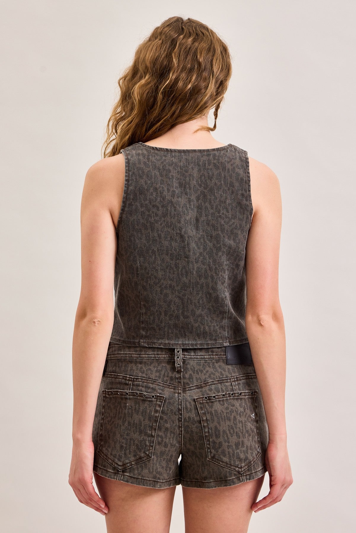 DENIM CHEETAH PRINT VEST