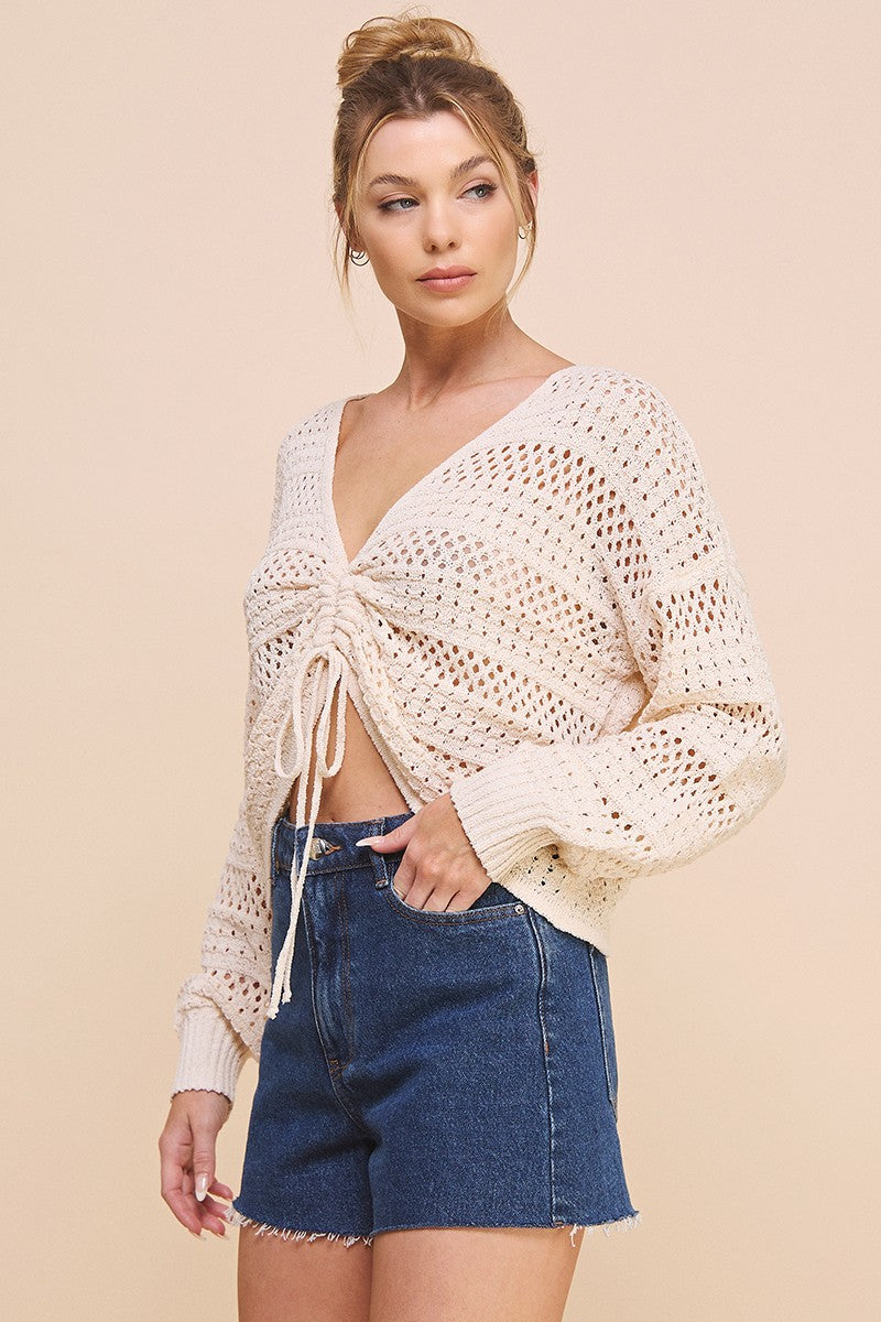 WOVEN DRAWSTRING TOP