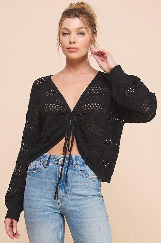 WOVEN DRAWSTRING TOP
