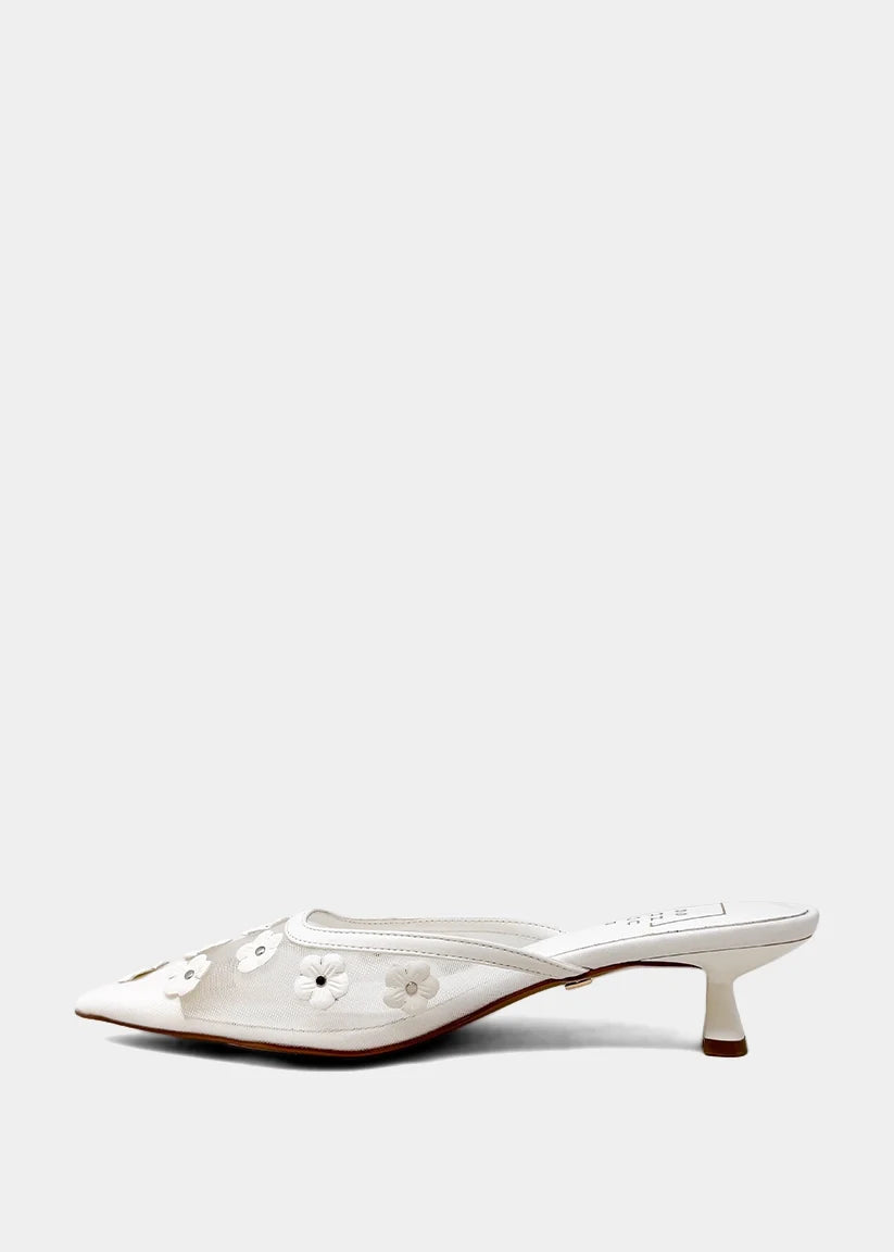 FLORAL DETAIL KITTEN HEEL