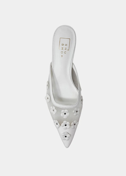 FLORAL DETAIL KITTEN HEEL