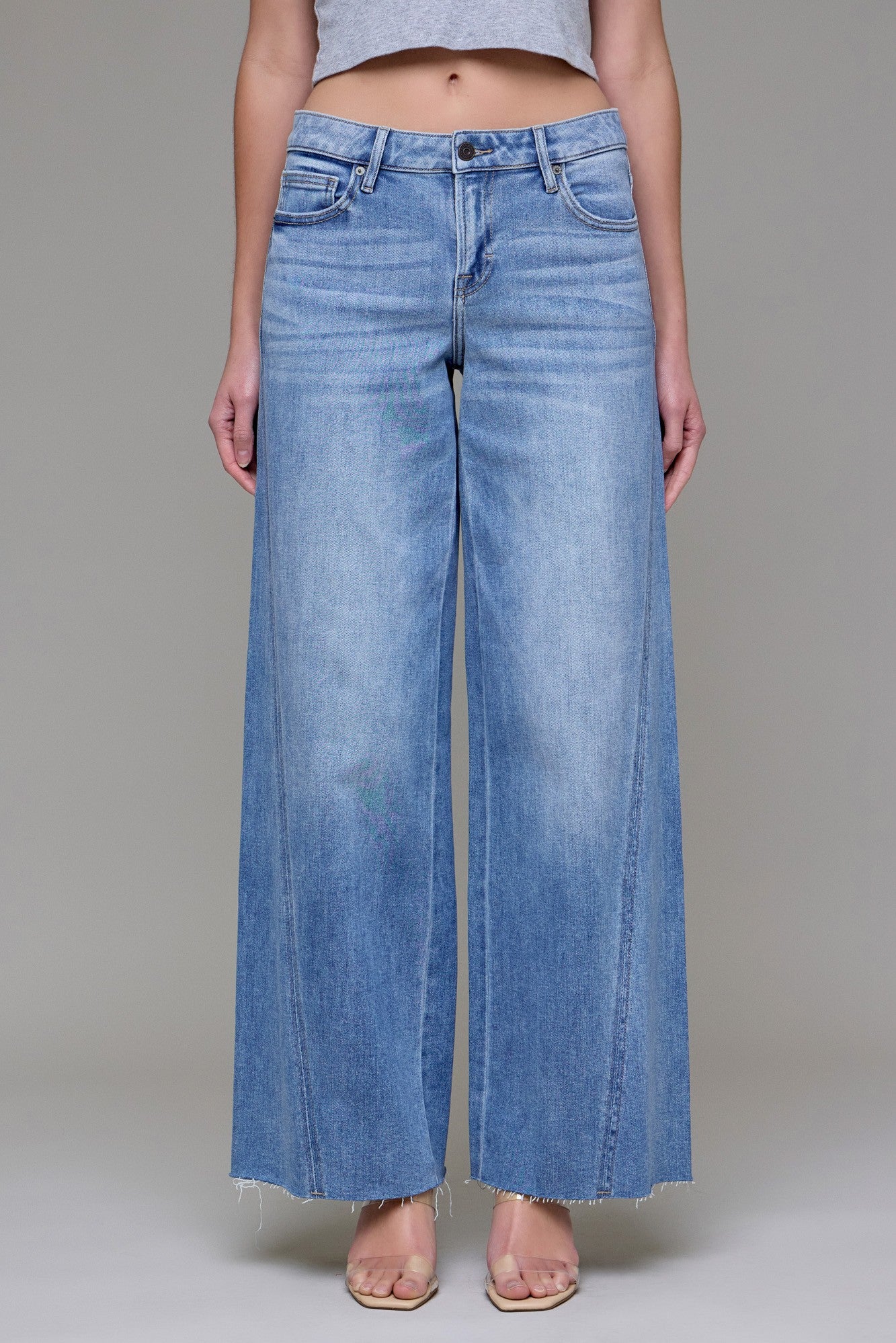 MIDRISE WIDE LEG SEAM DETAIL JEANS