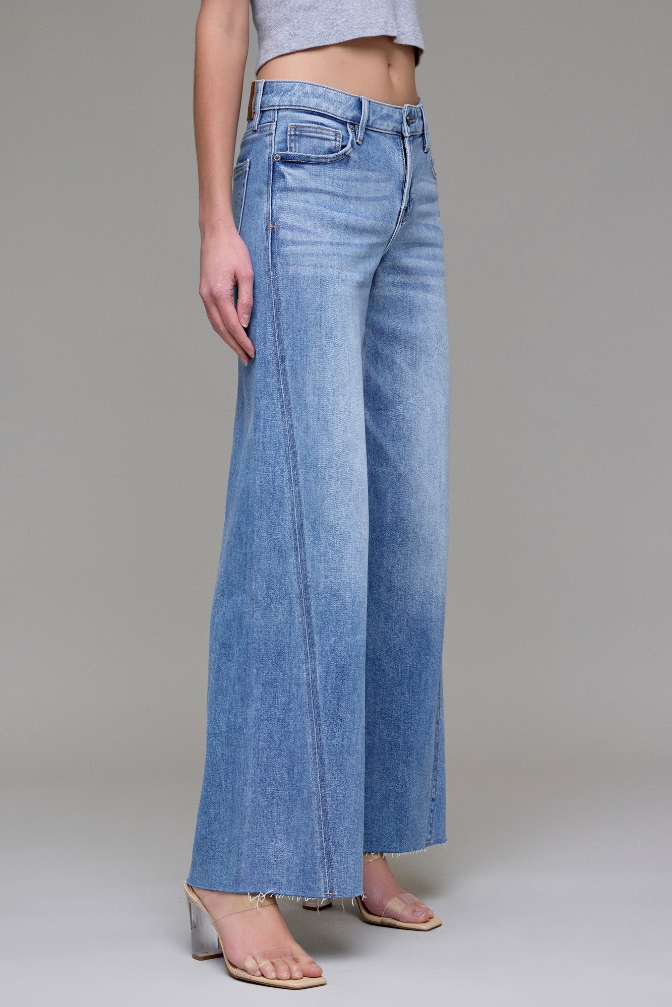 MIDRISE WIDE LEG SEAM DETAIL JEANS