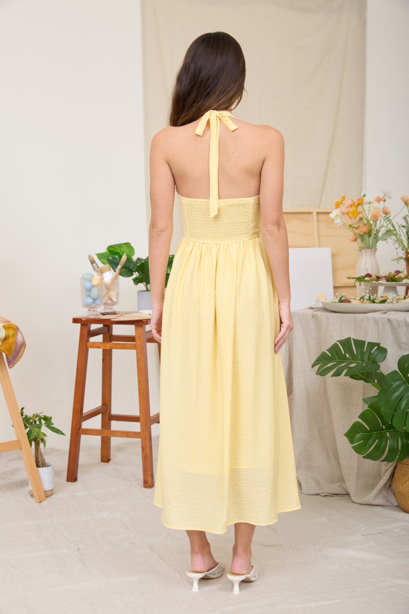 HALTER NECK CORSET DETAIL DRESS