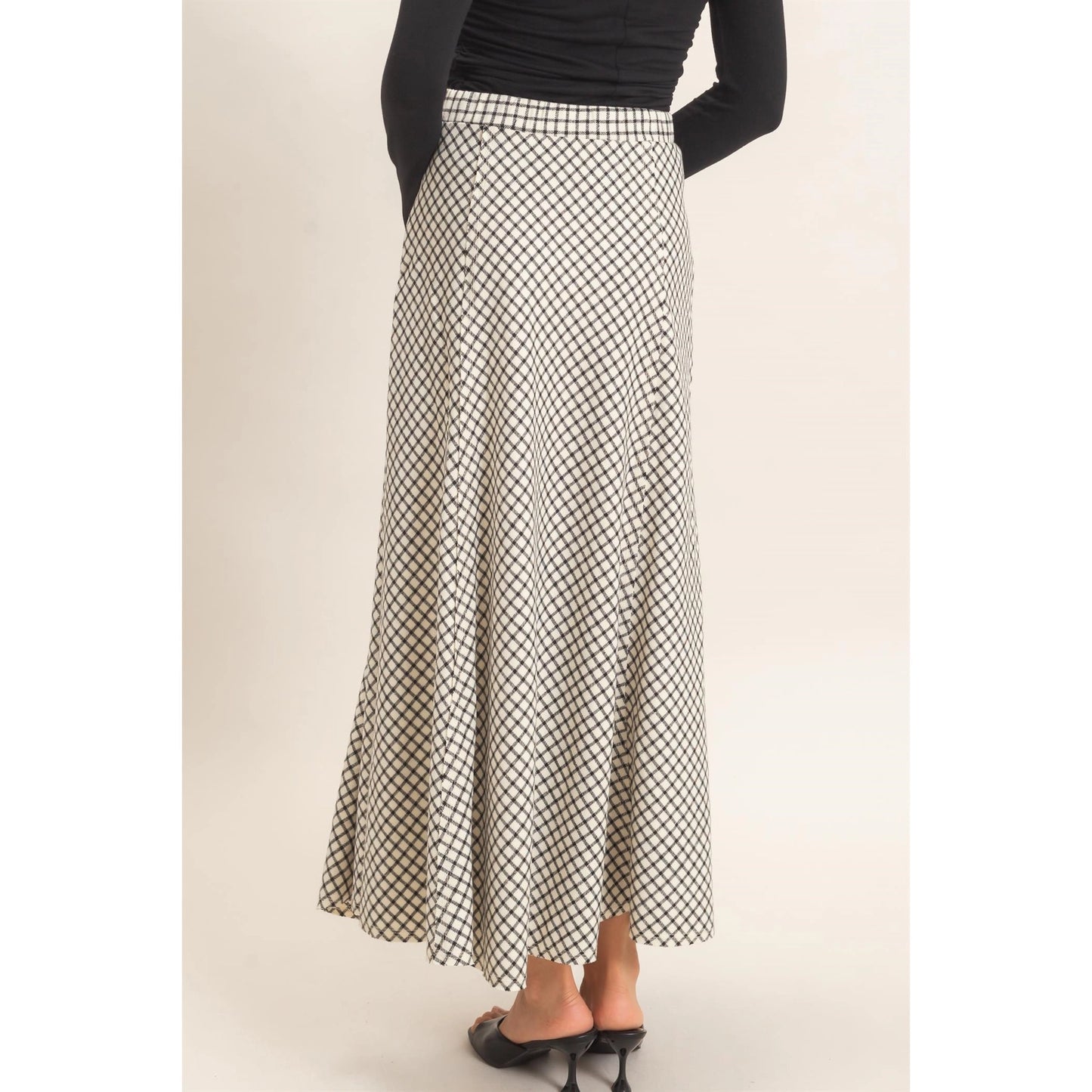 BIAS CUT PLAID SKIRT