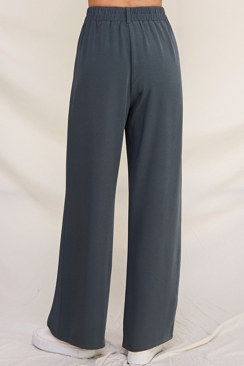 WIDE LEG TWILL PANTS