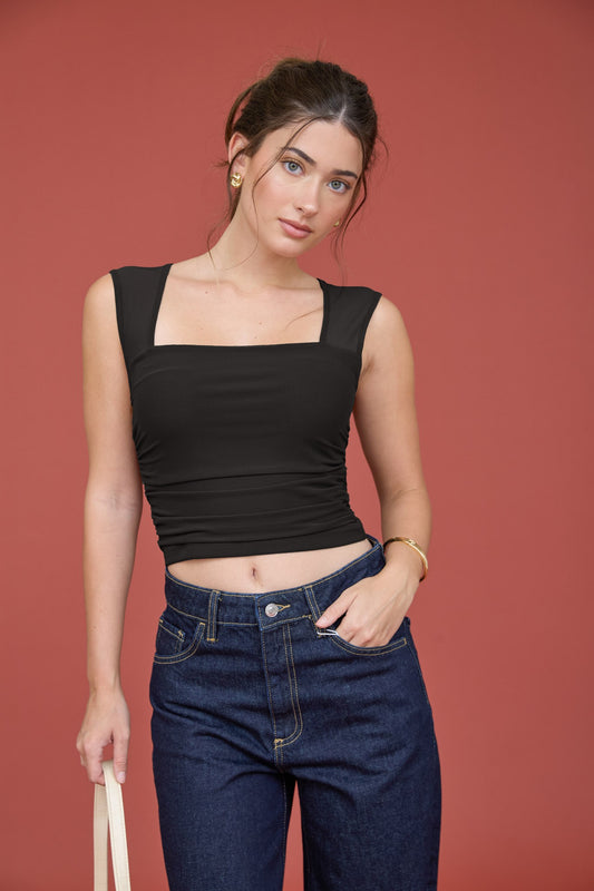 MESH SQUARE NECK TANK