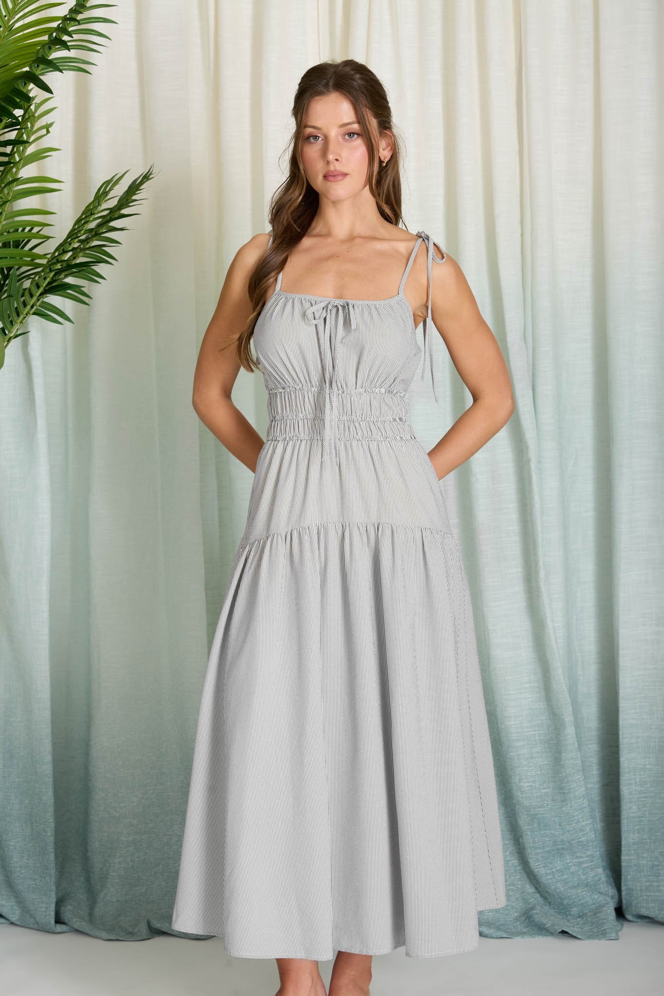 SPAGHETTI STRAP STRIPE DRESS