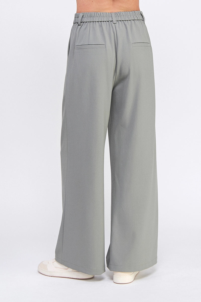 WIDE LEG ELASTIC TROUSER