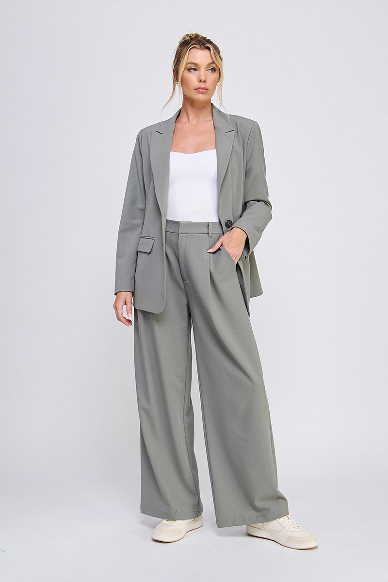 WIDE LEG ELASTIC TROUSER