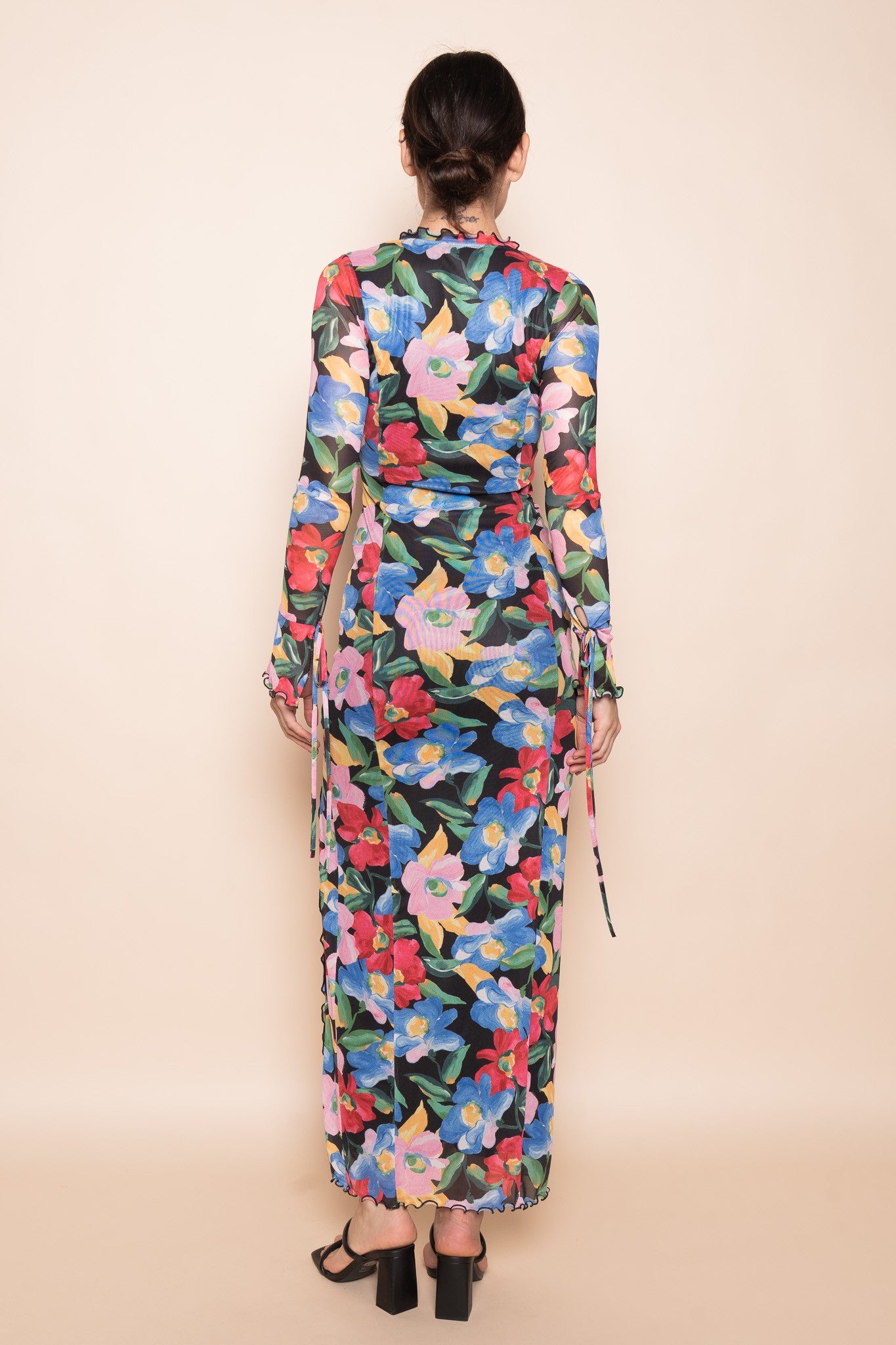 LONG SLEEVE FLORAL PRINT MAXI DRESS