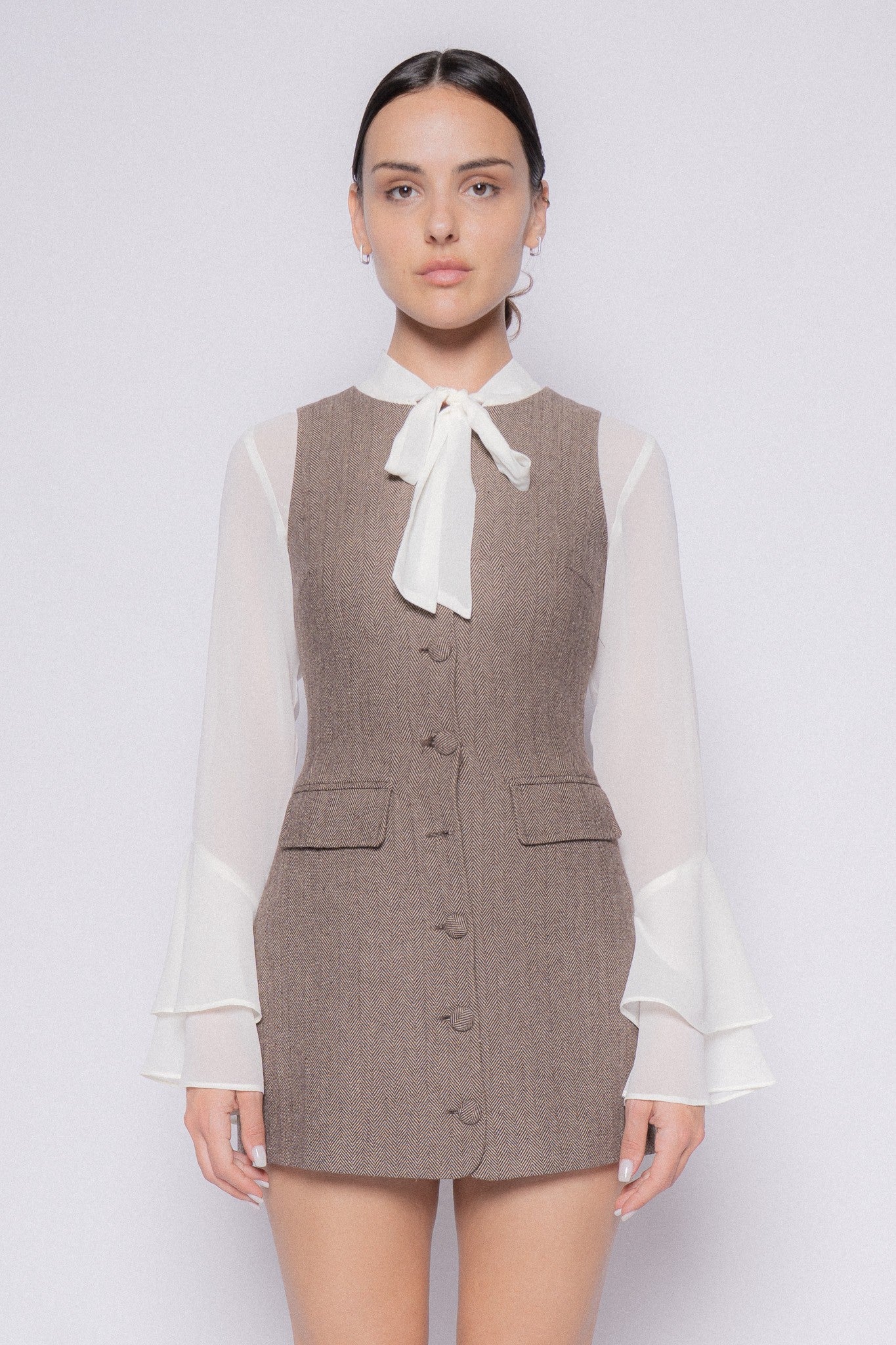 HERRINGBONE MINI DRESS