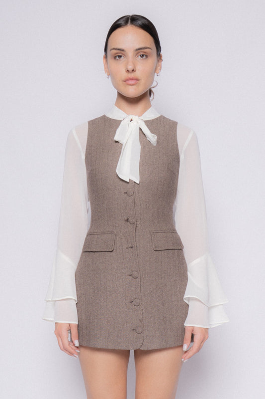 HERRINGBONE MINI DRESS