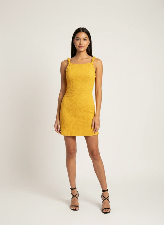 SHOULDER TWIST MINI DRESS