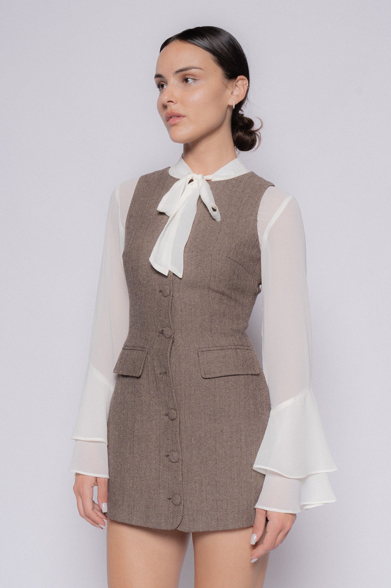 HERRINGBONE MINI DRESS