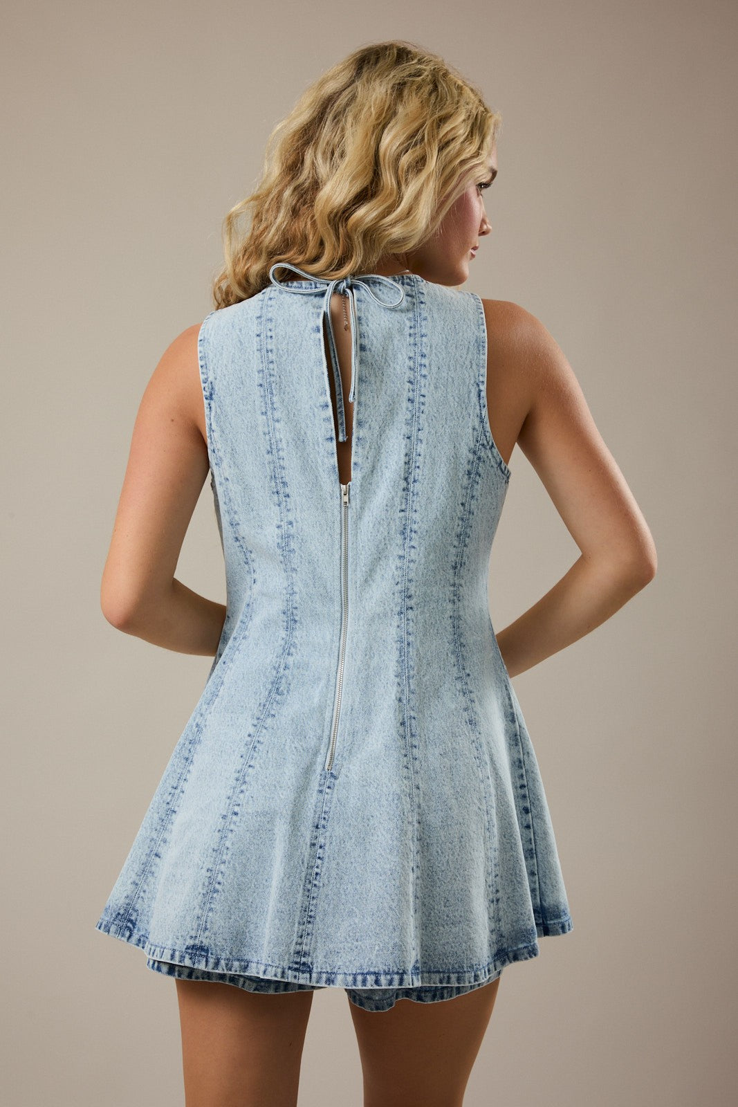 FLARE DENIM ROMPER