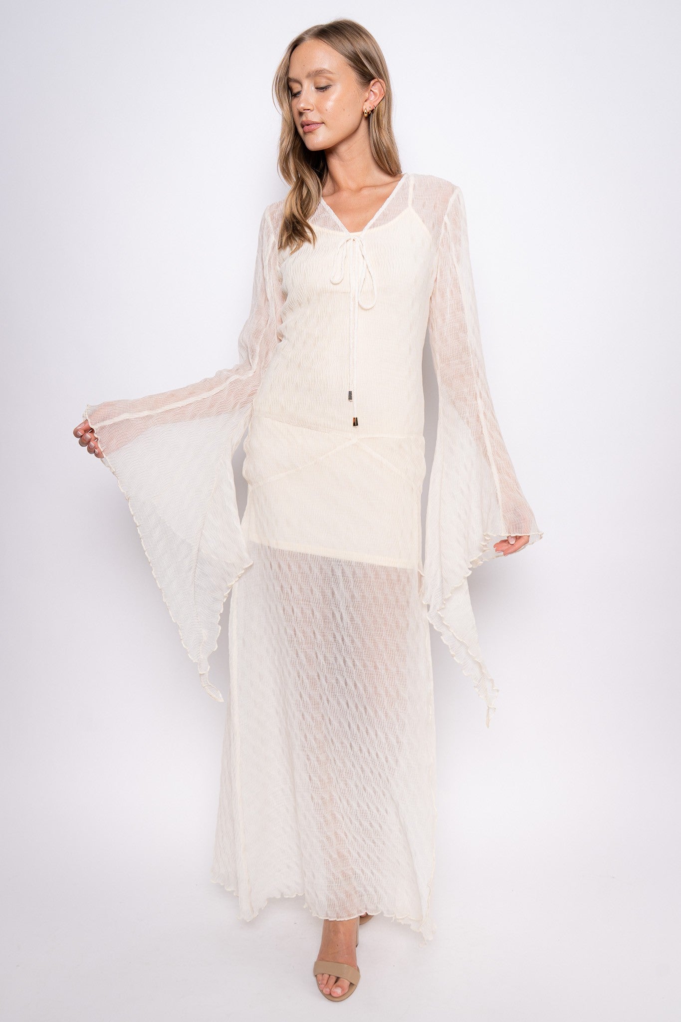 LONG SLEEVE SHEER MAXI DRESS