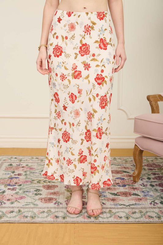 FLORAL PRINT MIDI SKIRT