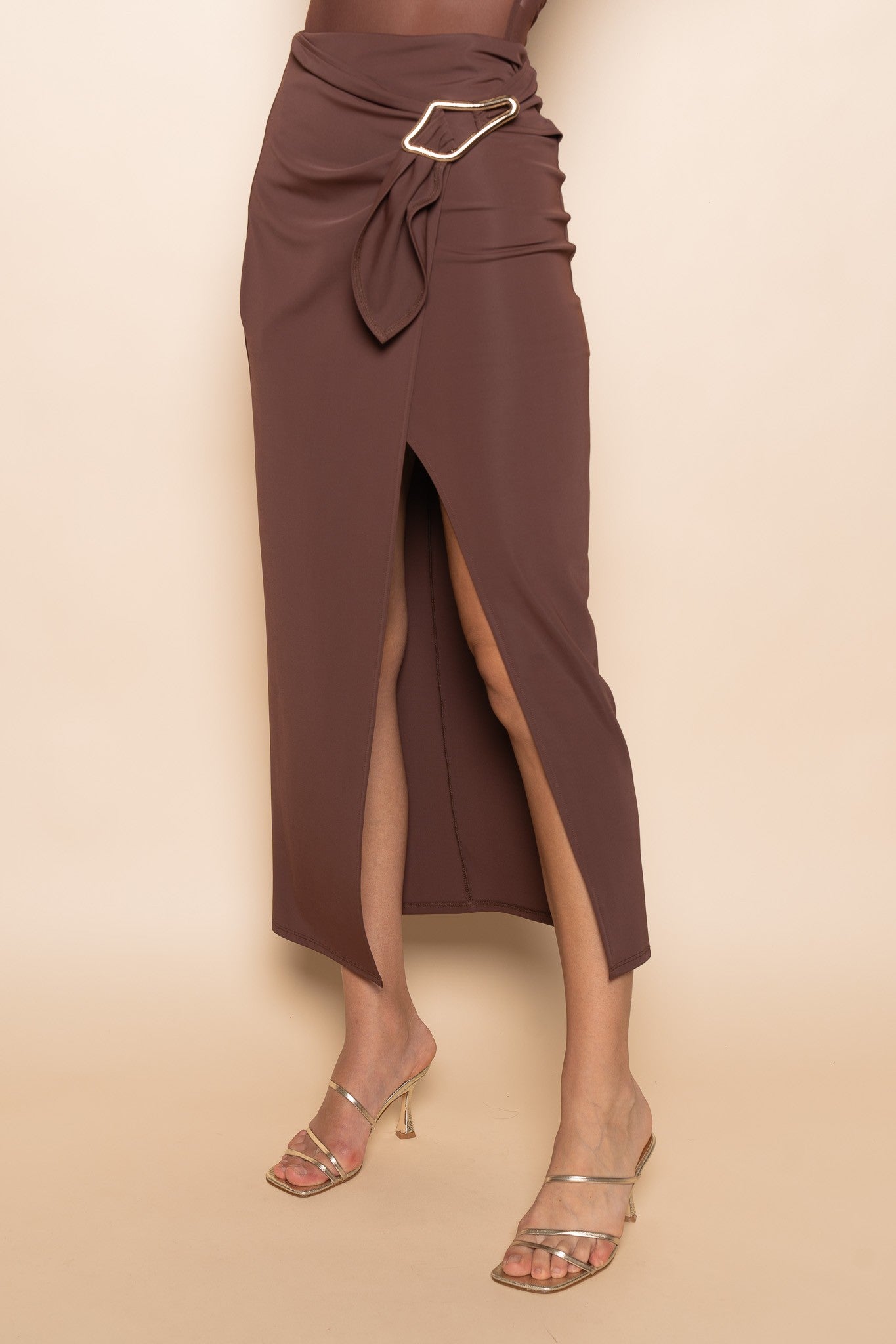 MIDI SKIRT W/ METAL EMBELLISHMENT