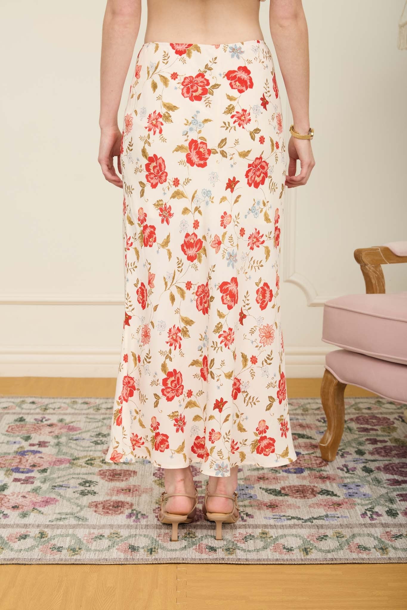 FLORAL PRINT MIDI SKIRT