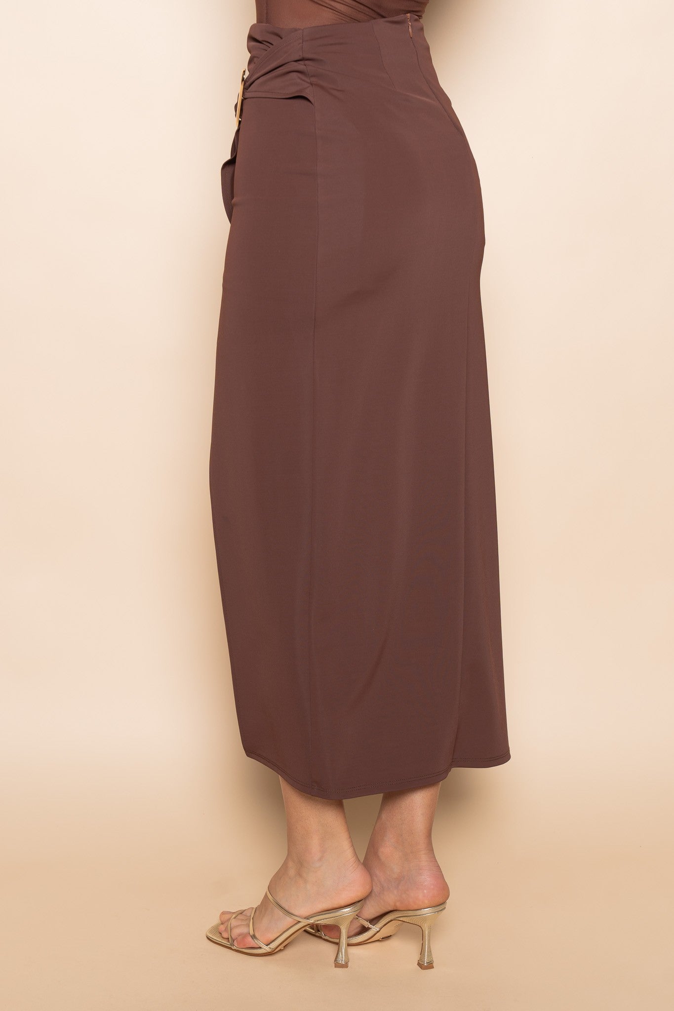 MIDI SKIRT W/ METAL EMBELLISHMENT