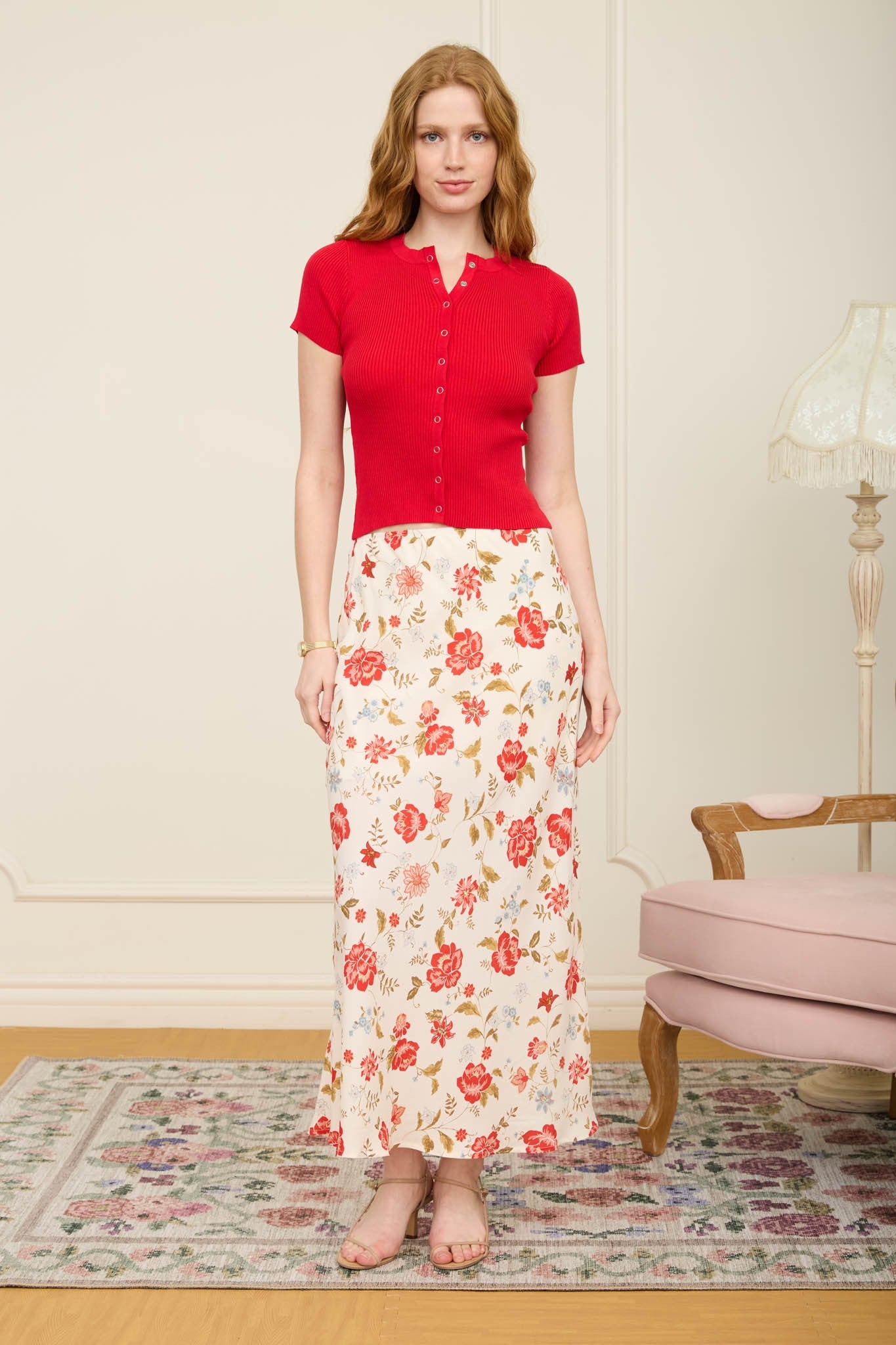 FLORAL PRINT MIDI SKIRT