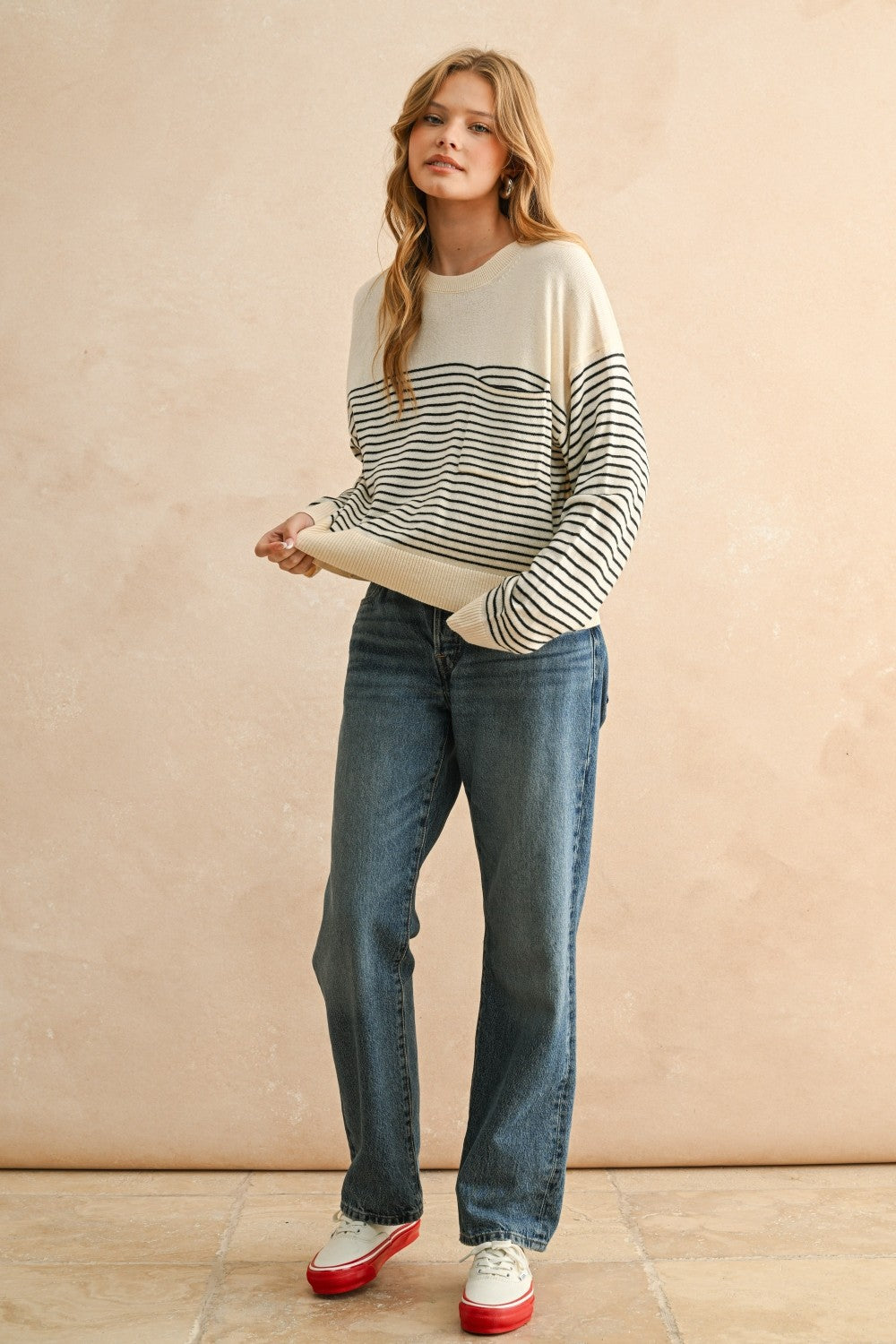 STRIPE SWEATER W/ POCKET
