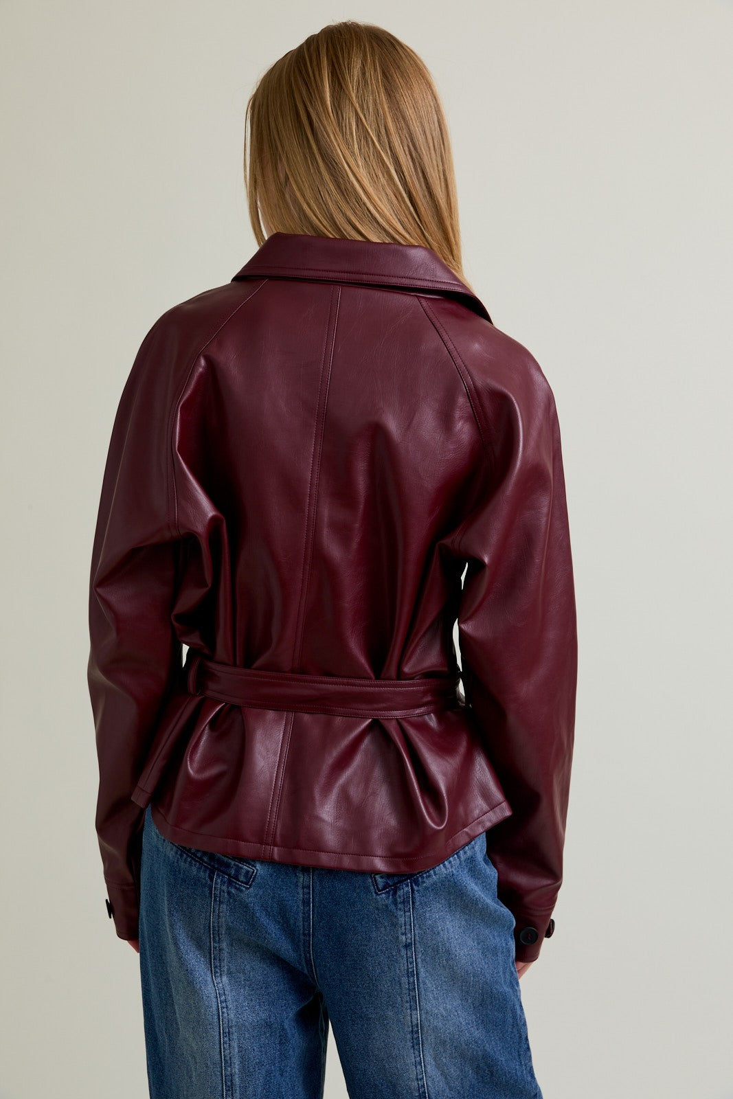 FAUX LEATHER TRENCH JACKET